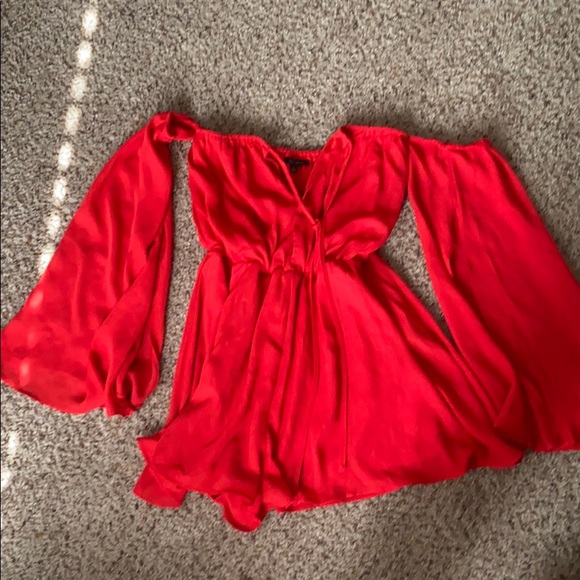 Hope's Pants - Red Off The Shoulder Romper